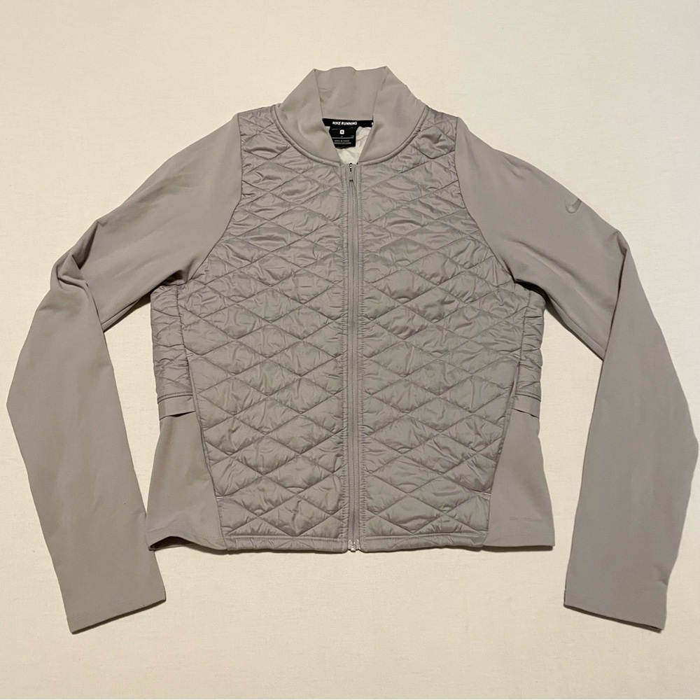 Nike AeroLayer Thermore Running Jacket Womens Sz Small Grey Flaw